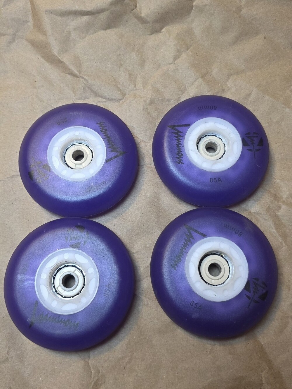 Luminous LED inline rollerblade light up wheels, 80mm/85A in purple